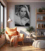 Tableau Portrait sur Bois - Gravure Délicate et Design Moderne