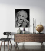 Sagesse Intemporelle : Portrait d'Homme Gravé sur Bois